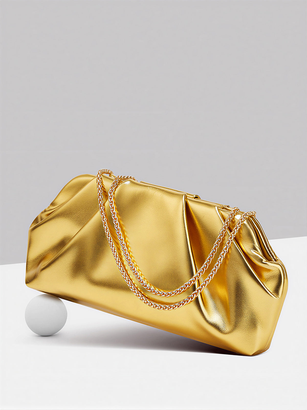 Crinkled Chain Strap Cloud Bag