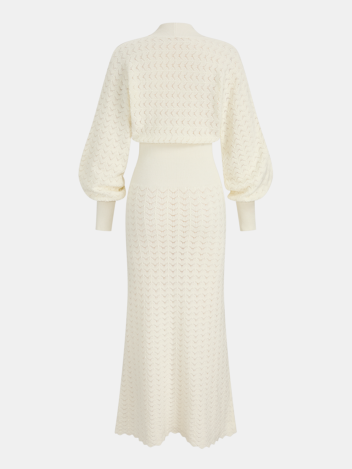 Robe longue en maille au crochet à manches évêque