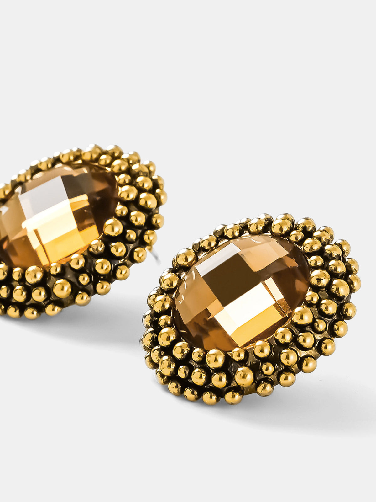 Rhinestone Beaded Frame Stud Earrings