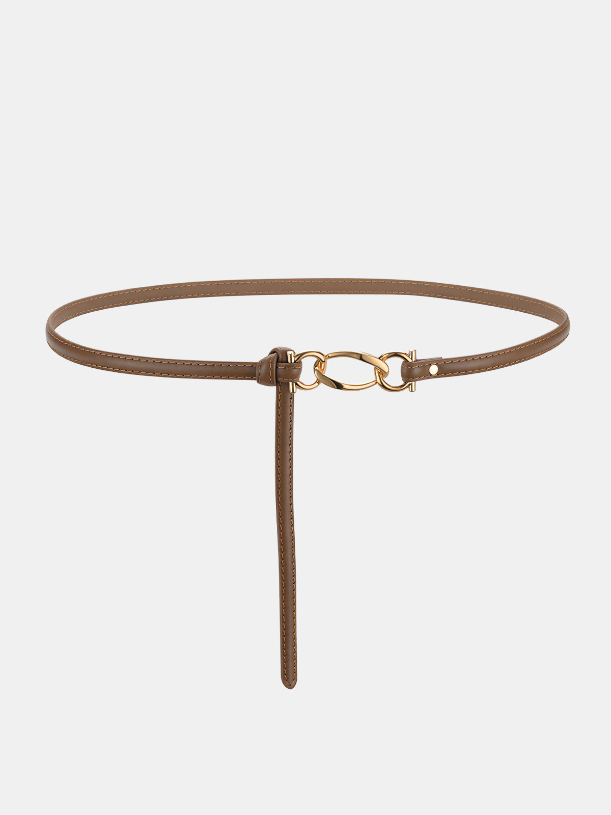 Knot Detail Leather Thin Belt