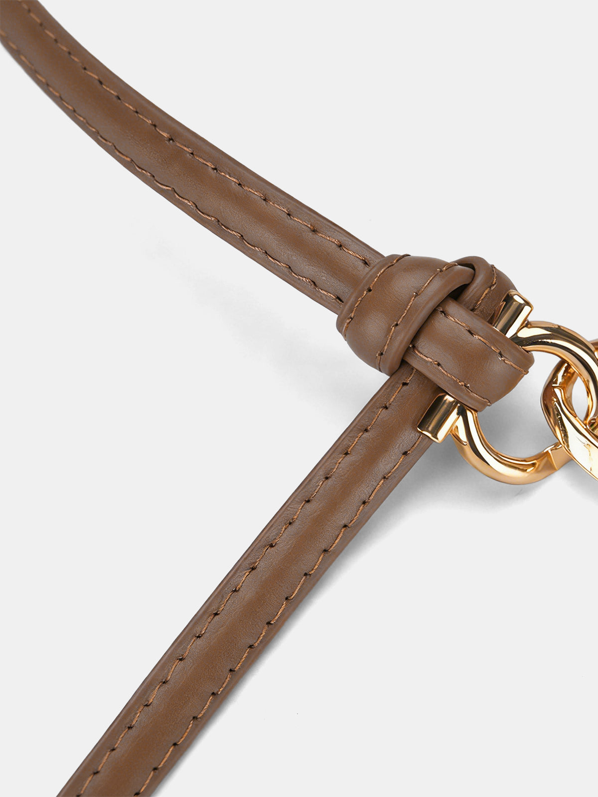 Knot Detail Leather Thin Belt