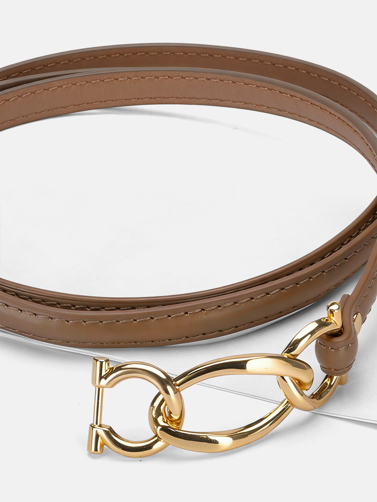 Knot Detail Leather Thin Belt