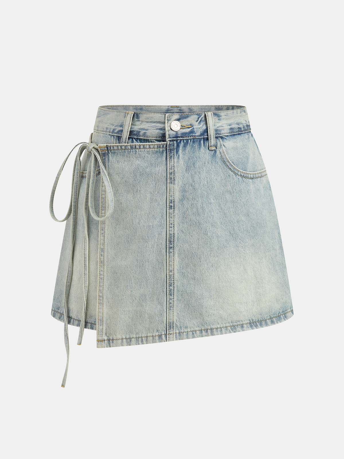 Denim Wrap Front Skort