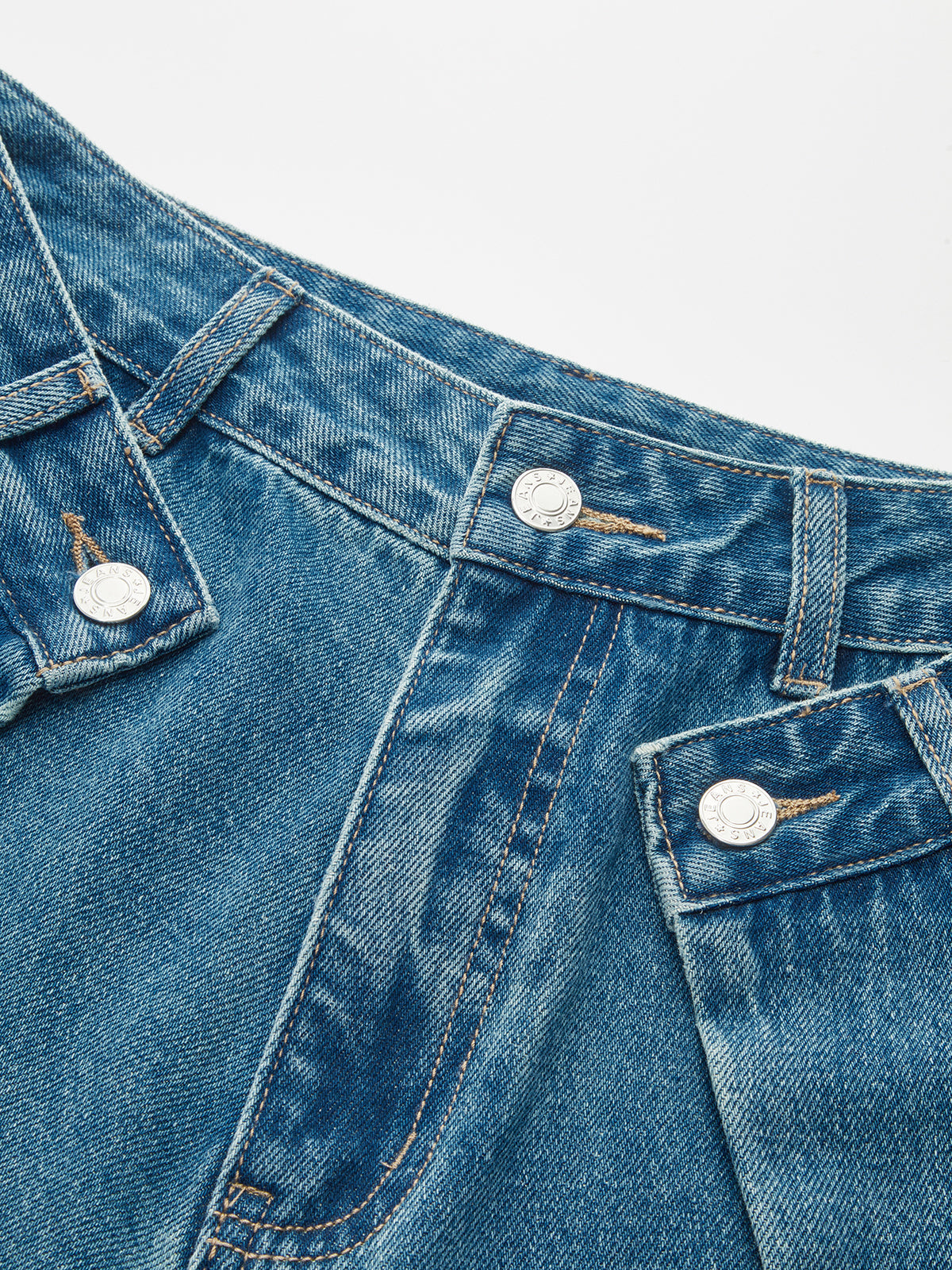 Mid-Waist Deconstructed Wide Leg Jeans