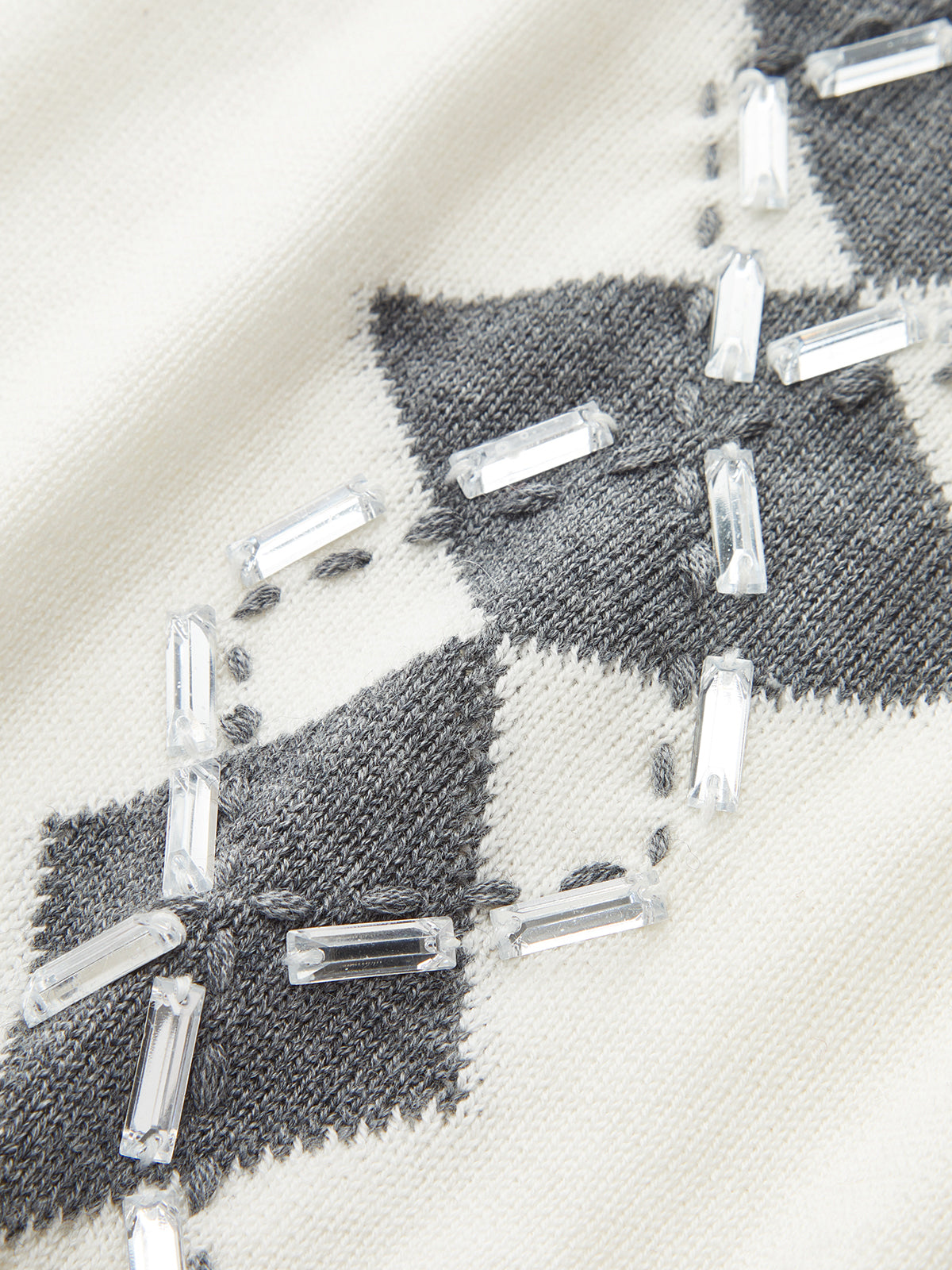 Embellished Argyle Wool-Blend Turtleneck Sweater
