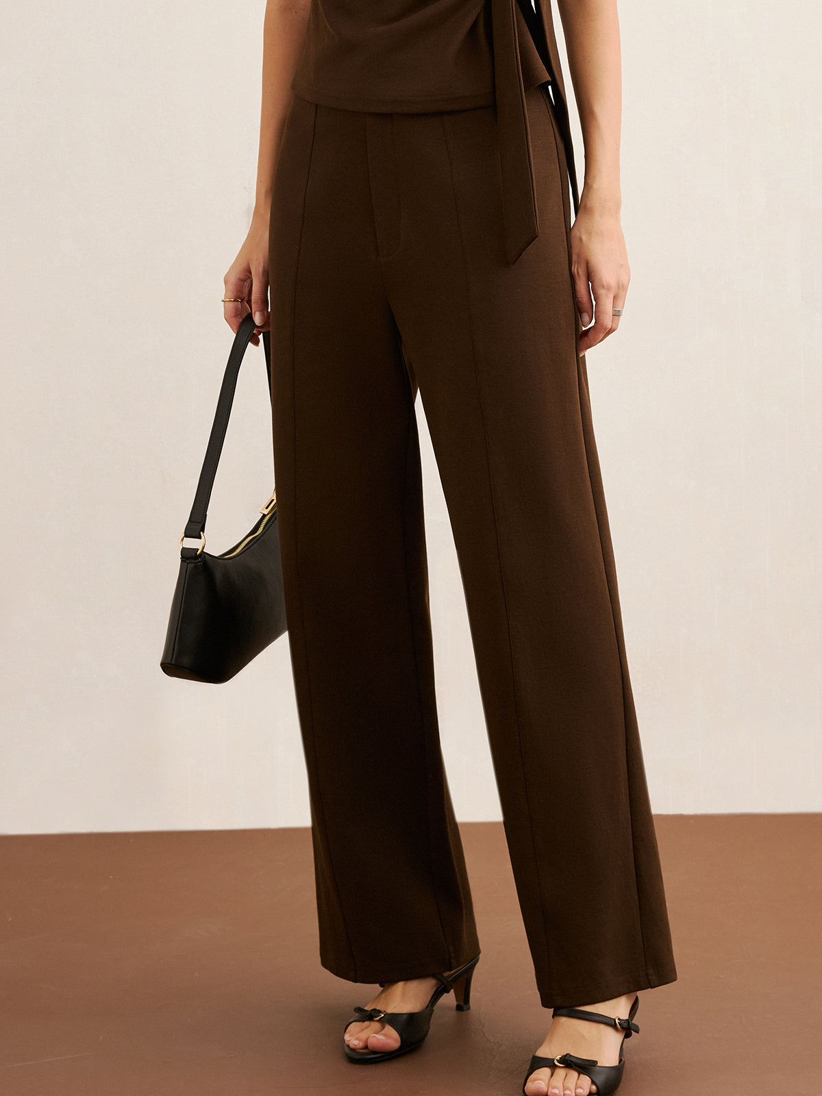 Twist Front Sleeveless Top & Wide-Leg Pants Set