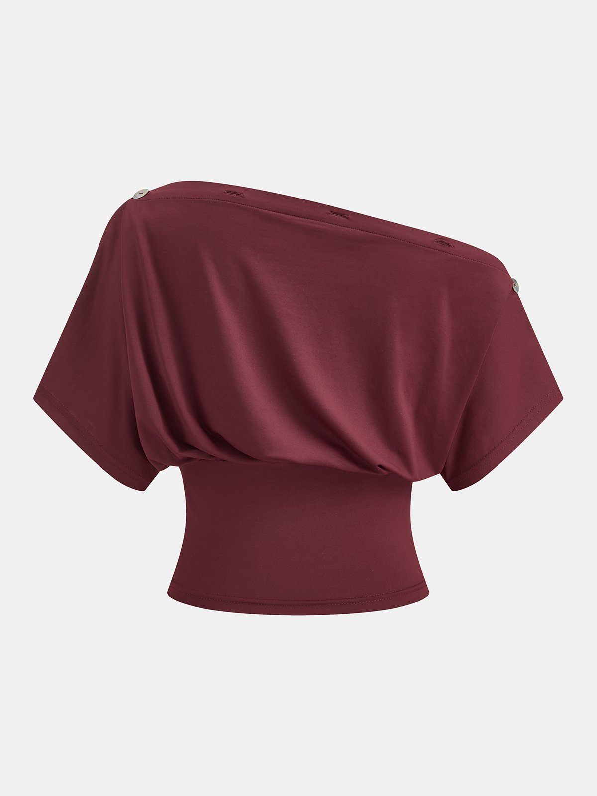 Asymmetrical Off-Shoulder Button Detail Top