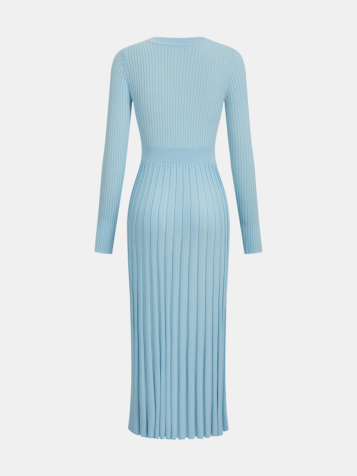 Long-Sleeve Ribbed Knit Maxi Dress