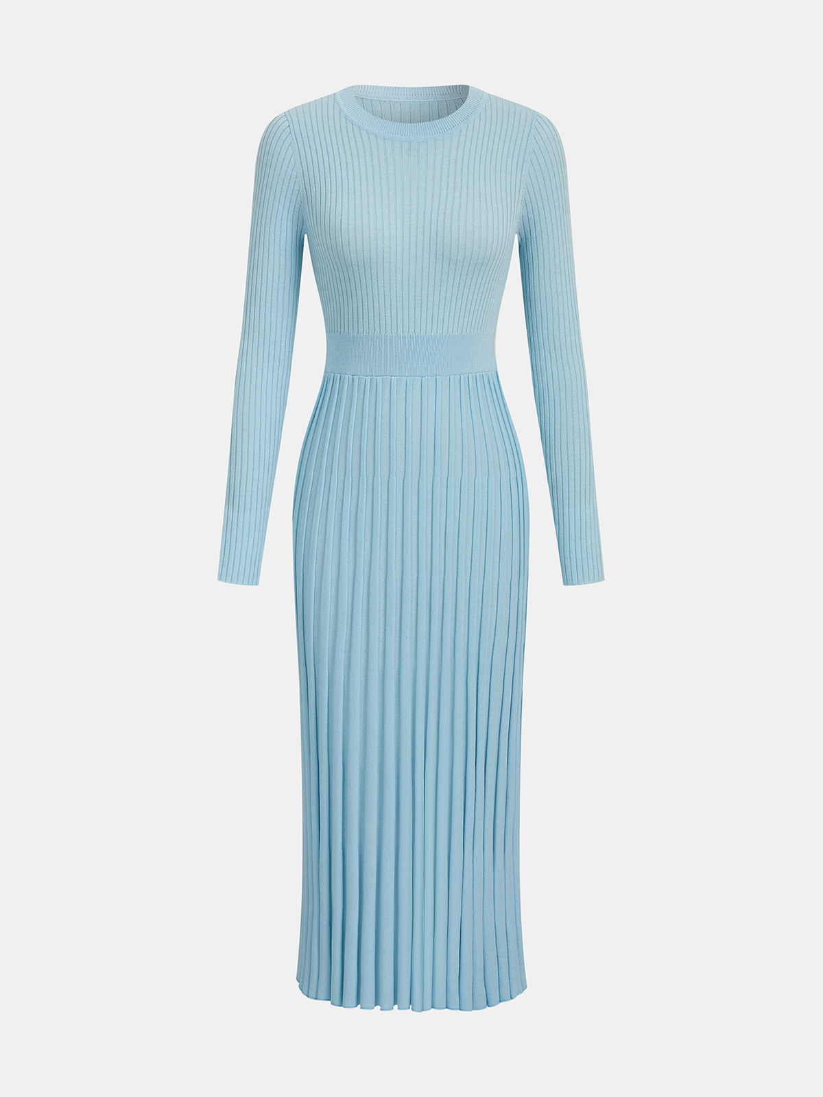 Long-Sleeve Ribbed Knit Maxi Dress