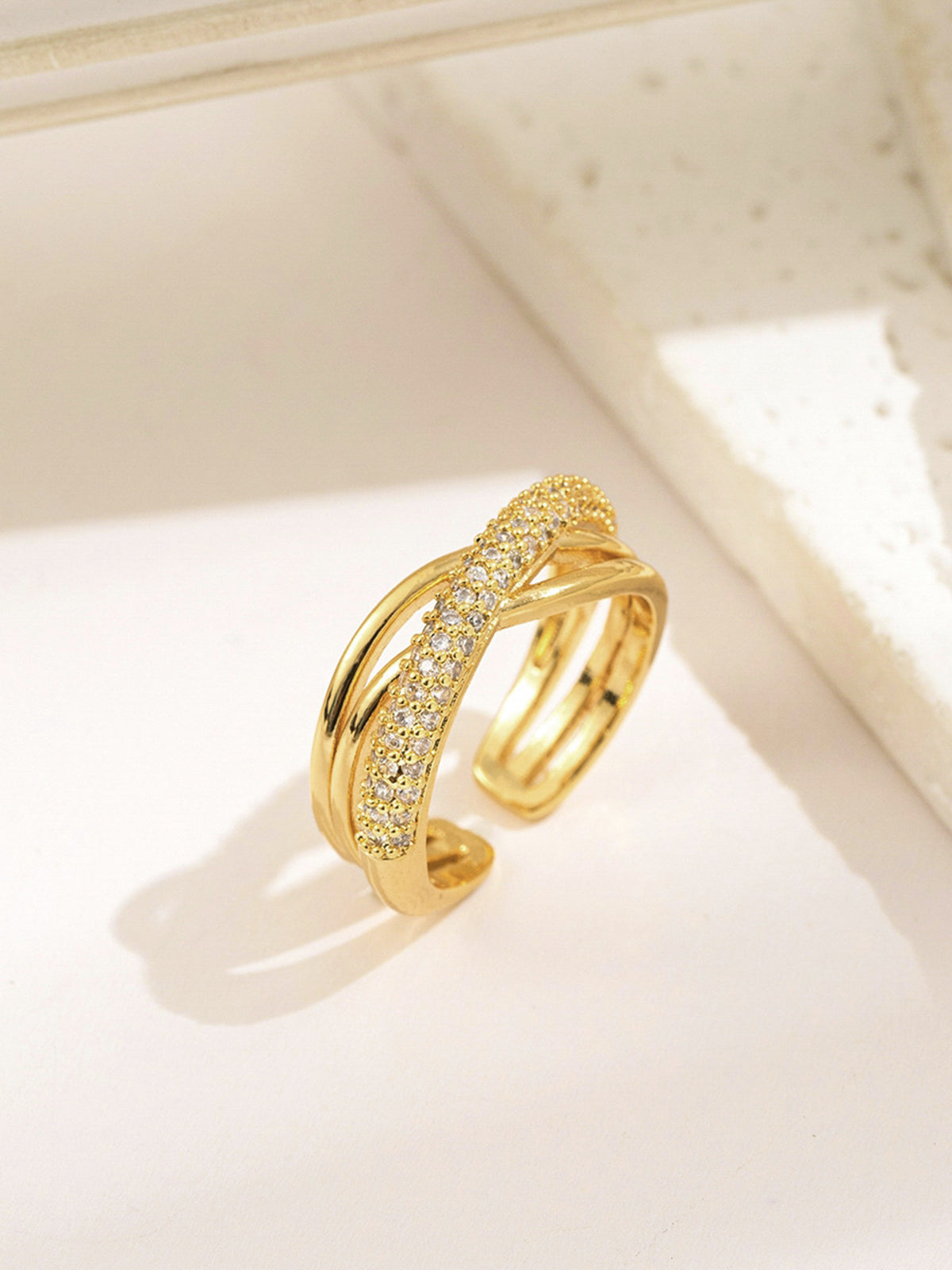 Intertwined Zircon Open Ring