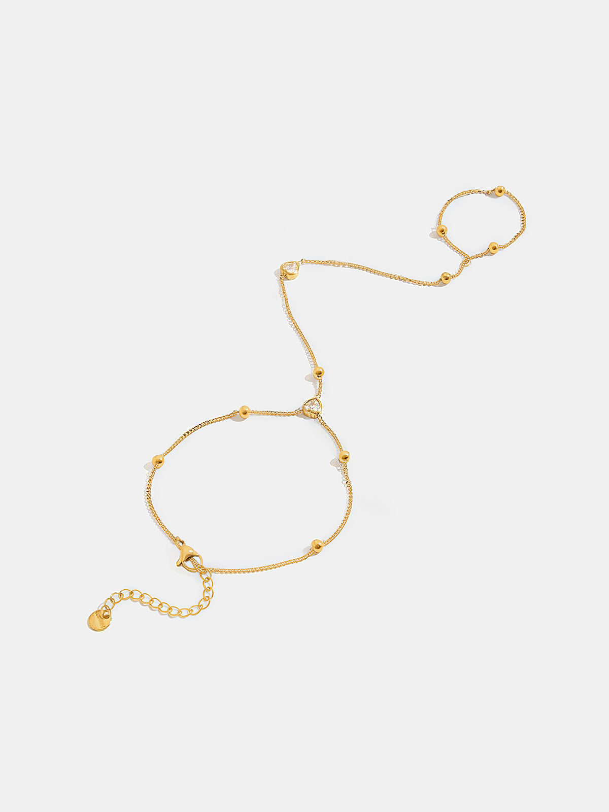 Beaded Heart Zircon Finger Chain Bracelet