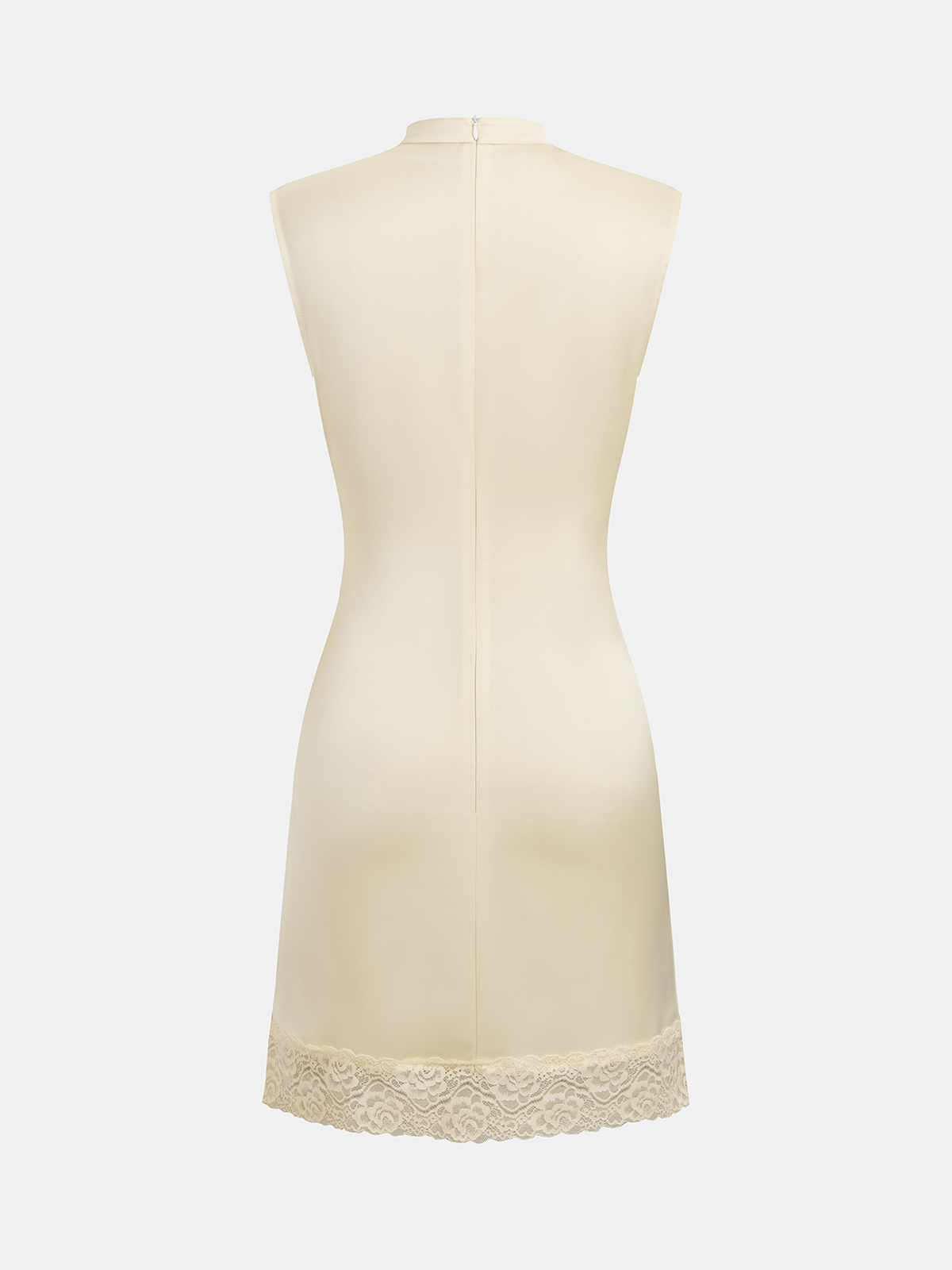 Lace Trim Satin Sleeveless Mini Dress