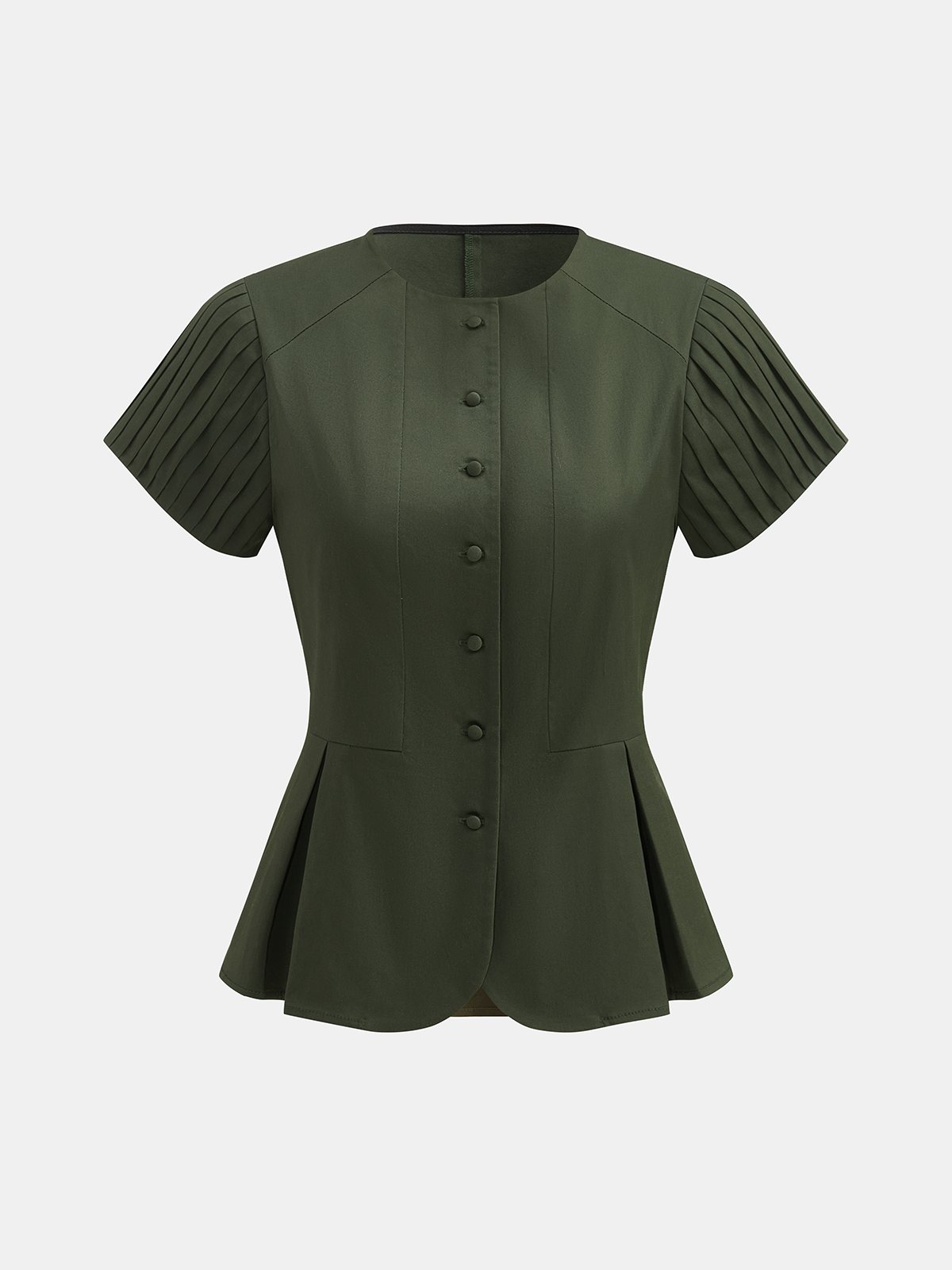 Pleated Sleeve Peplum Top & Shorts Set