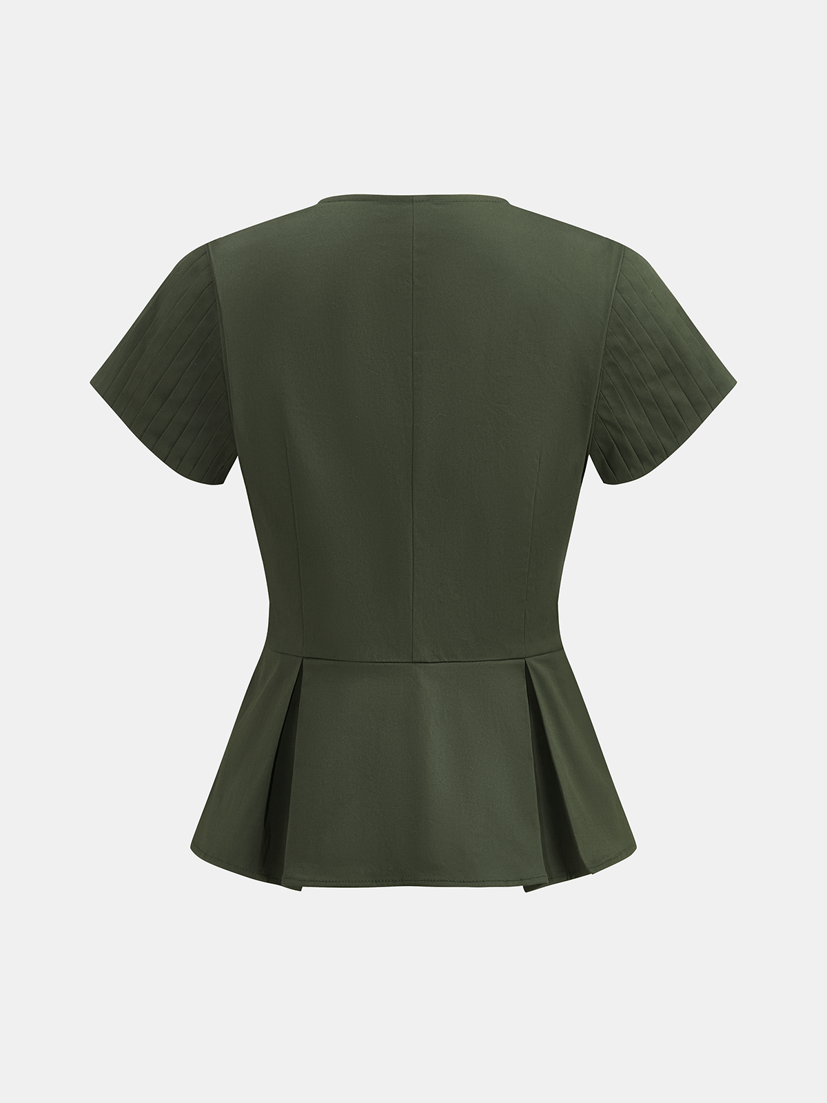 Pleated Sleeve Peplum Top & Shorts Set