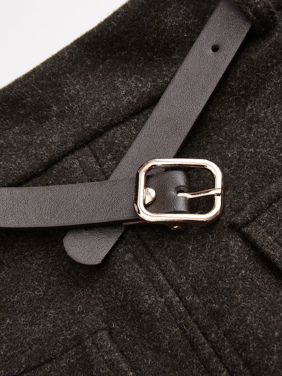 Faux Cashmere Belted Slit Pencil Skirt