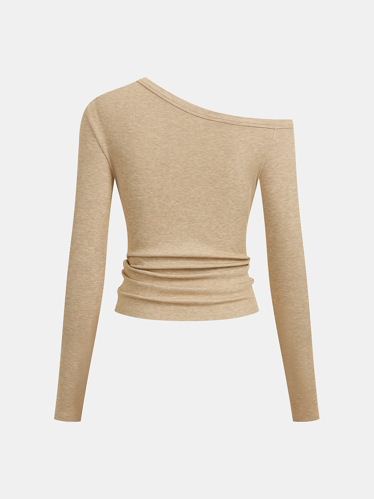 Asymmetrical Off-Shoulder Rib Knit Henley Top