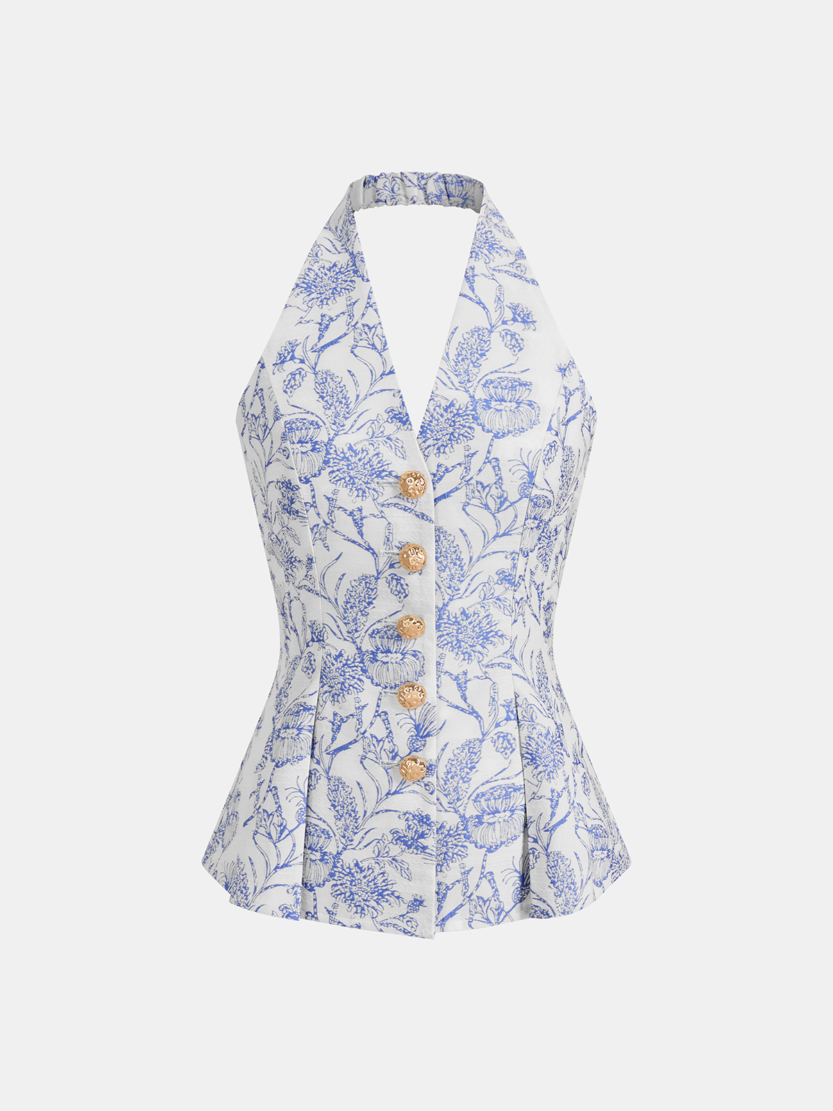 Haut de gilet dos nu boutonnée à imprimé floral