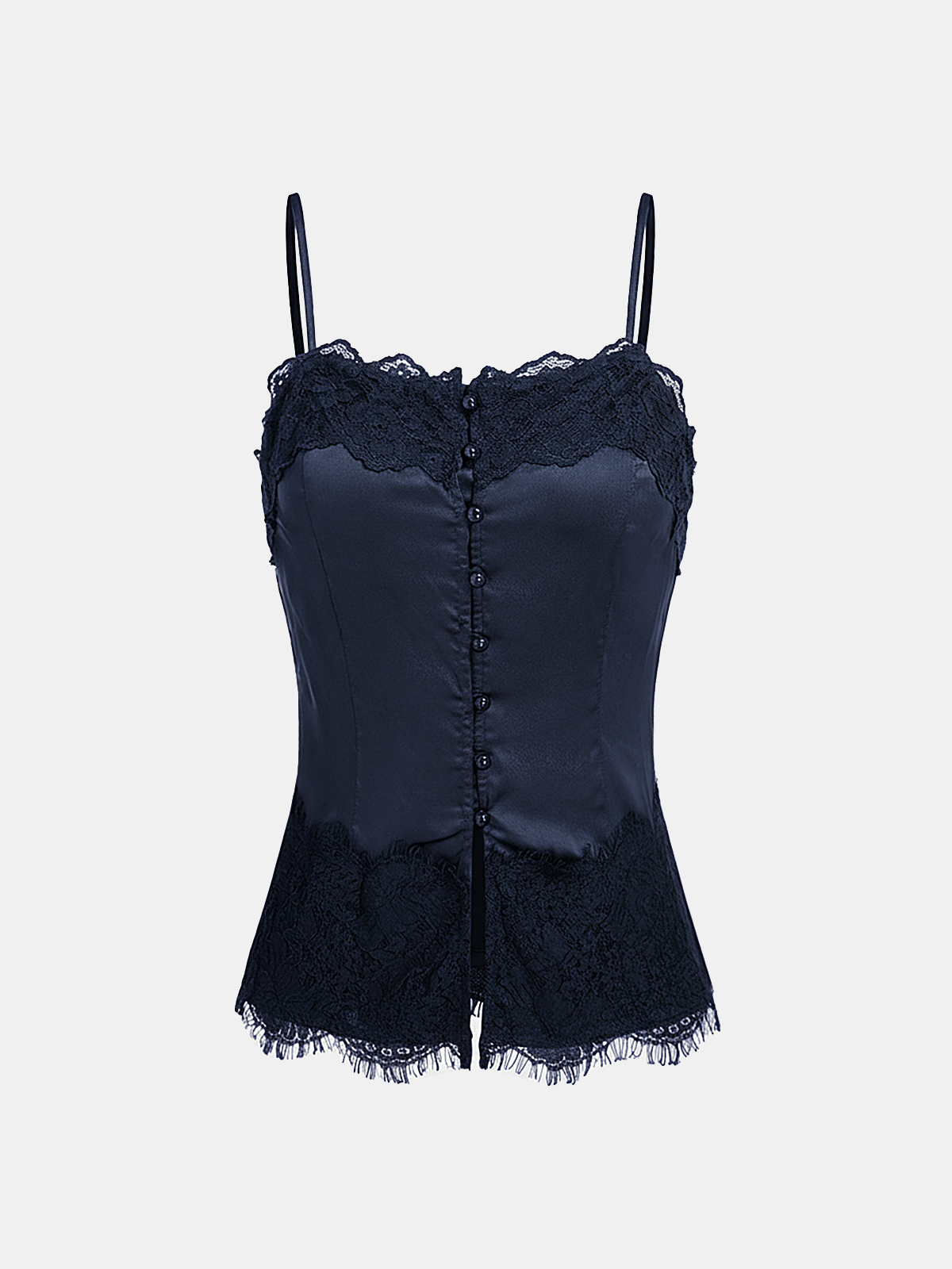 Satin-Cami-Top mit Spitzenbesatz