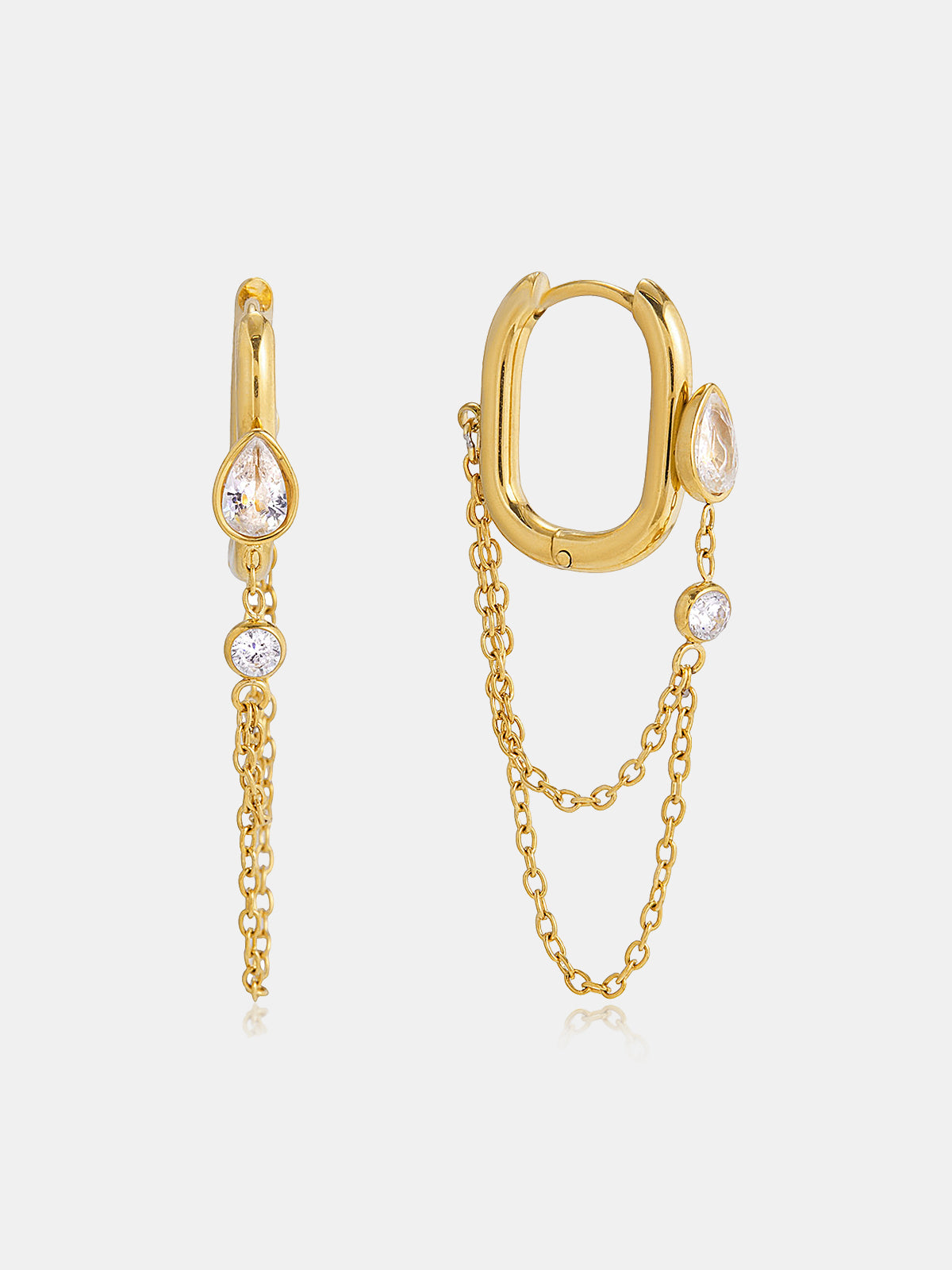 Chain Tassel Teardrop Crystal Hoop Earring