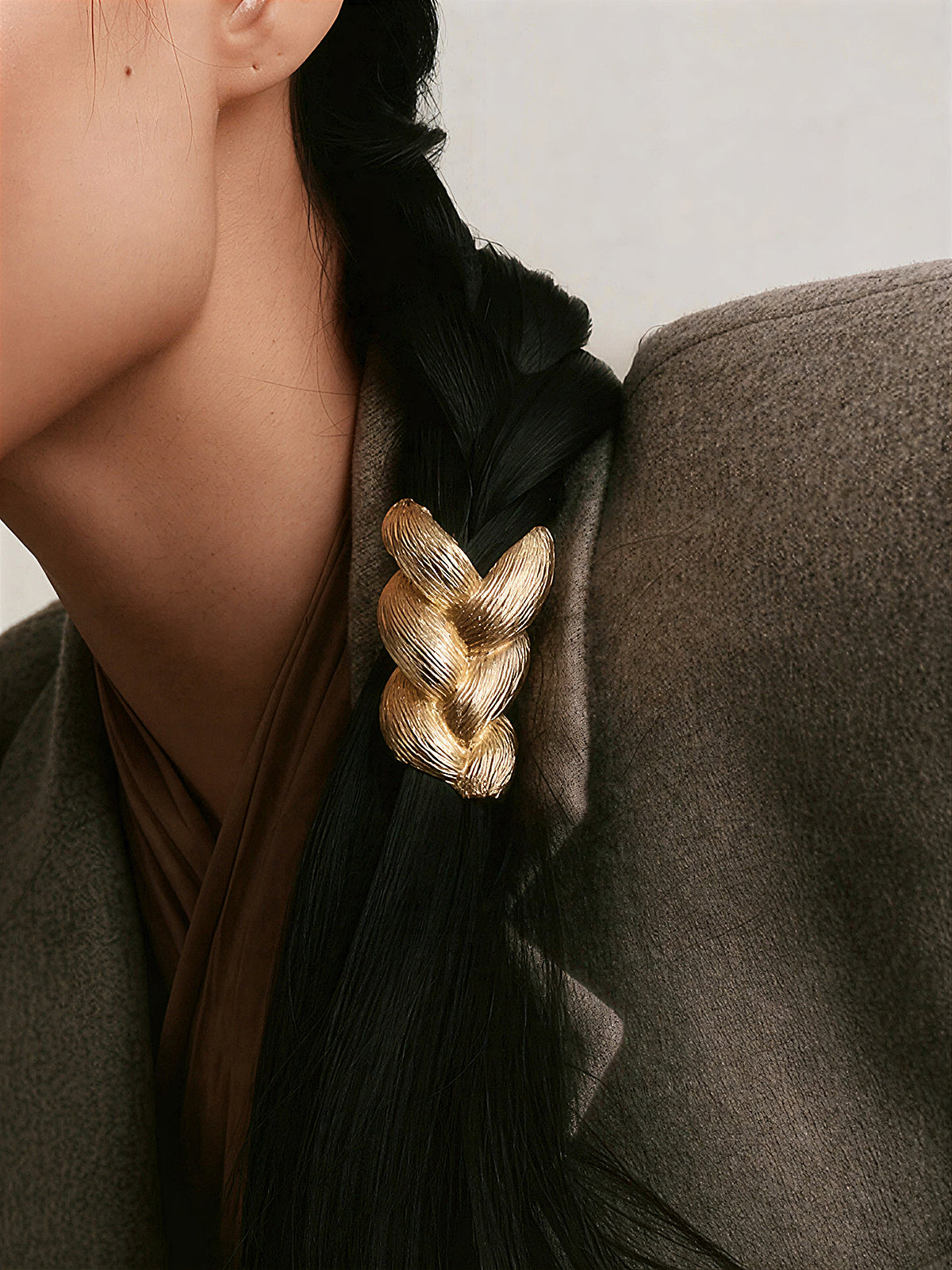 Élastique à cheveux texturé en métal tressé