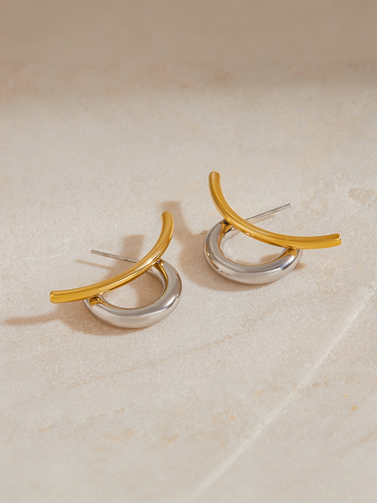 Two-Tone Intertwined Open Hoop Earrings