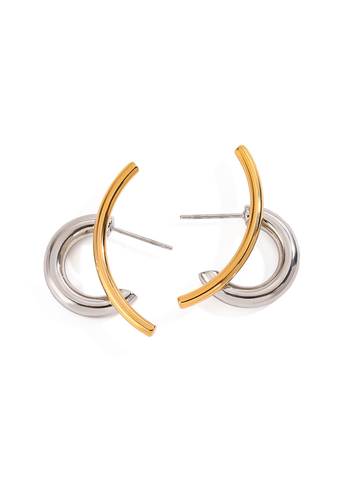 Two-Tone Intertwined Open Hoop Earrings