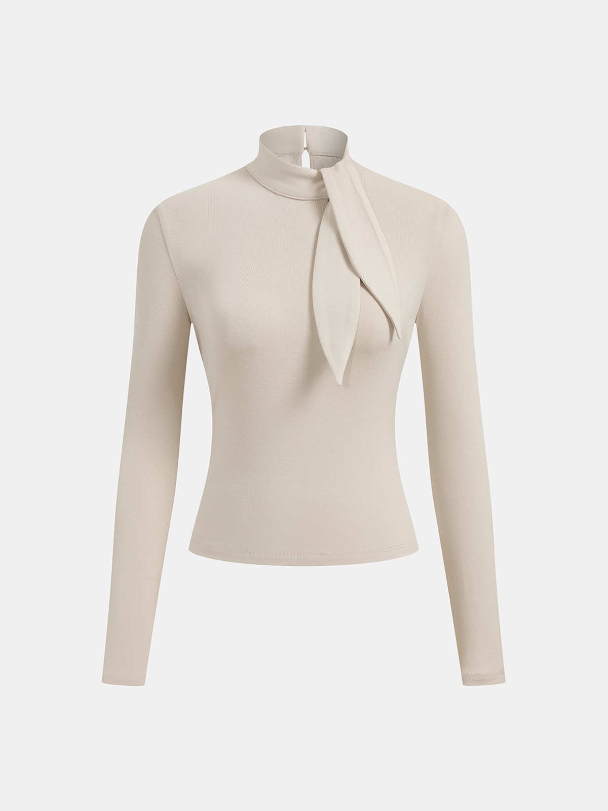 Tie-Neck Long Sleeve Knit Top