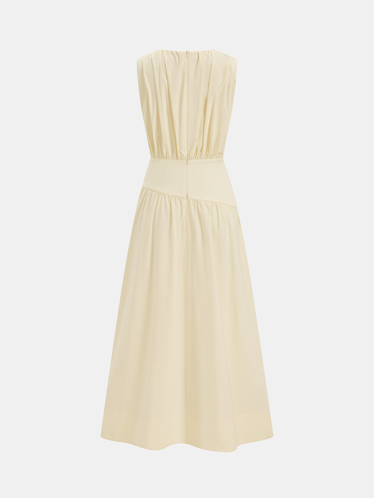Robe midi sans manches à taille froncée