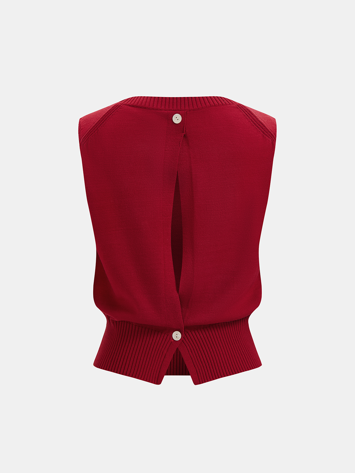 Back Keyhole Button Detail Sleeveless Knit Top