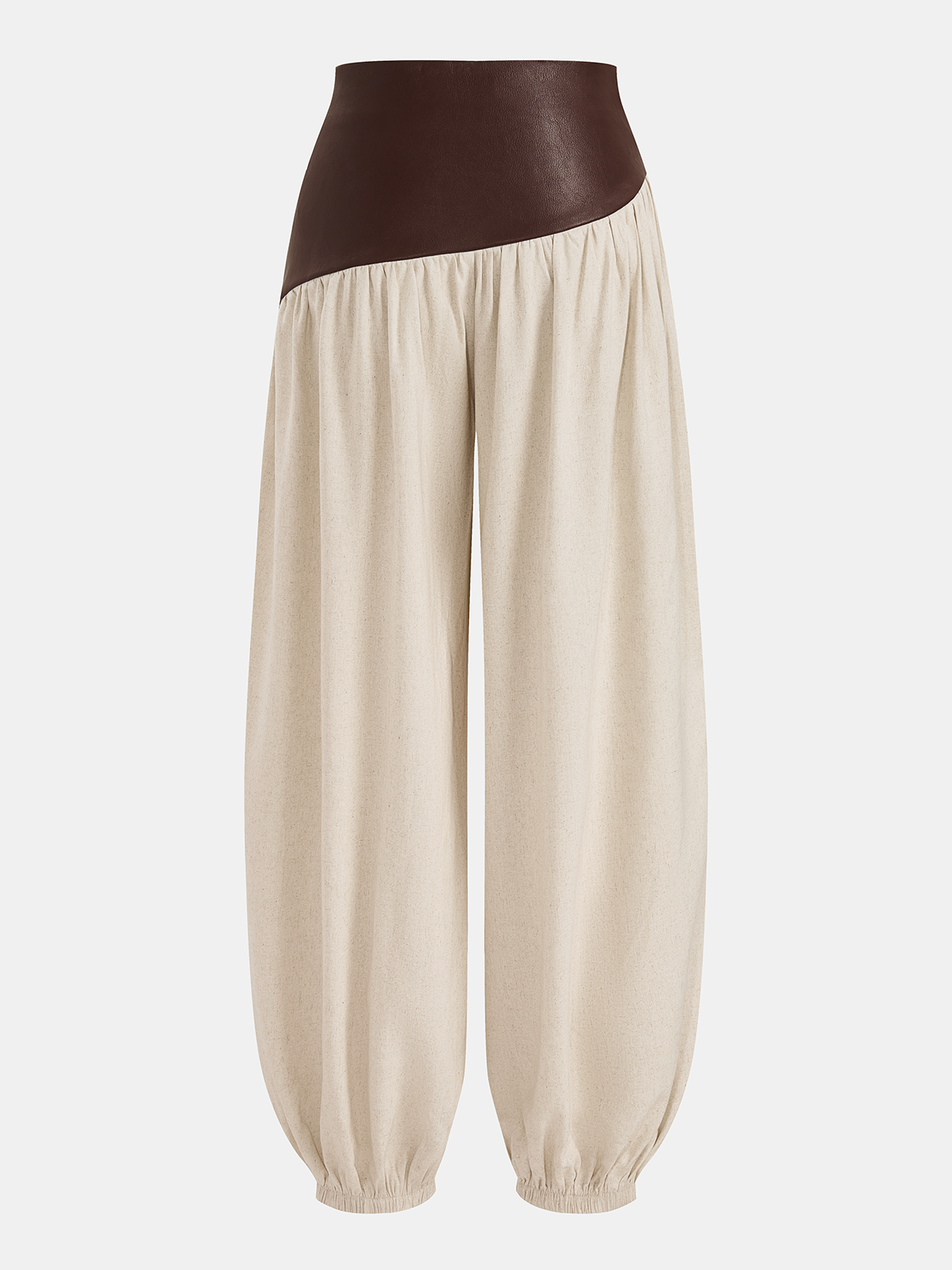 Pantalon Balloon Taille Haute à Empiècements Similicuir