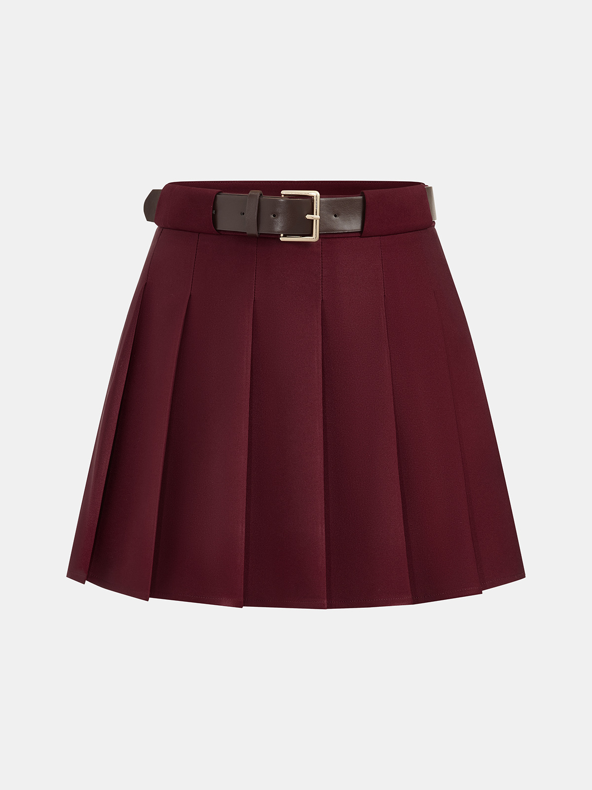 Belted Pleated Mini Skirt