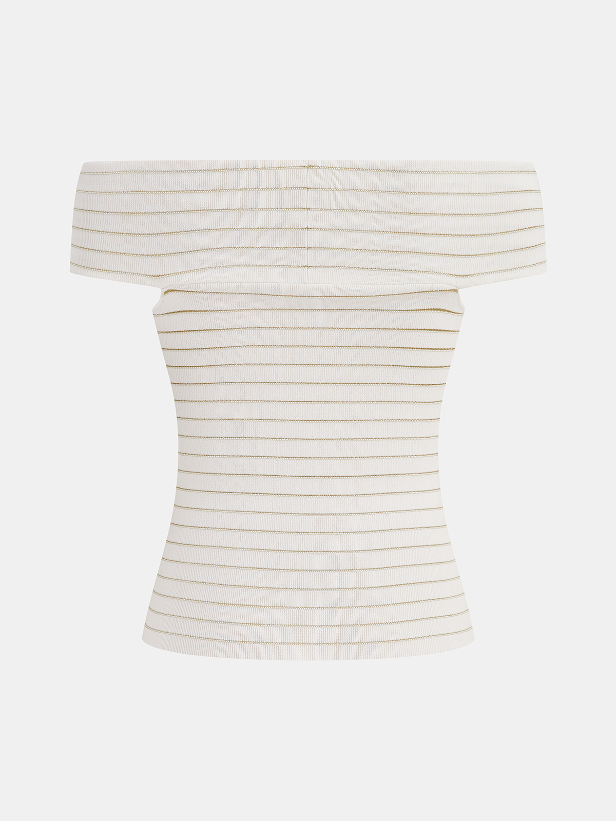 Off Shoulder Crossover Striped Knit Top