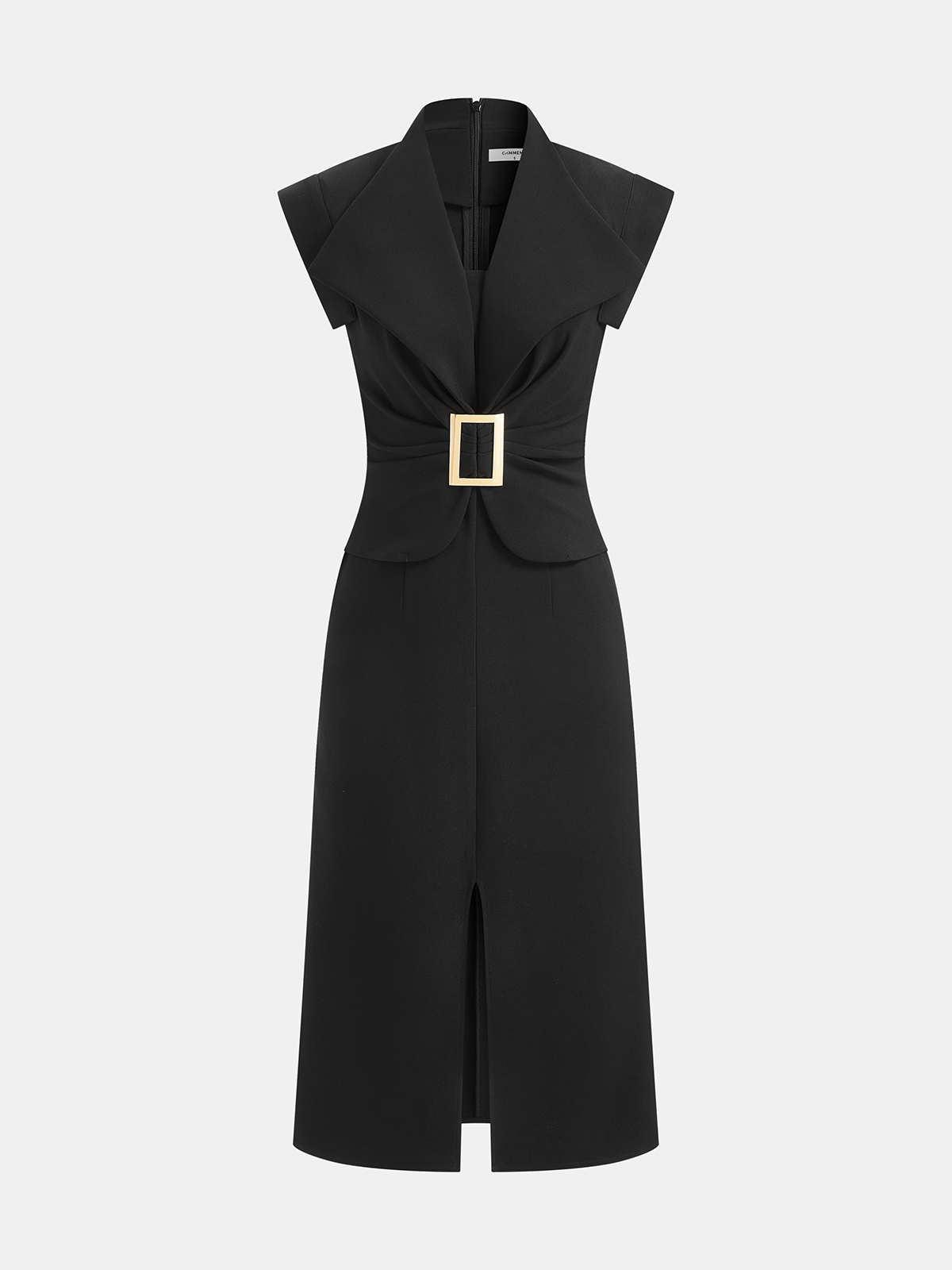 Robe moulante midi sans manches fendue à boucles