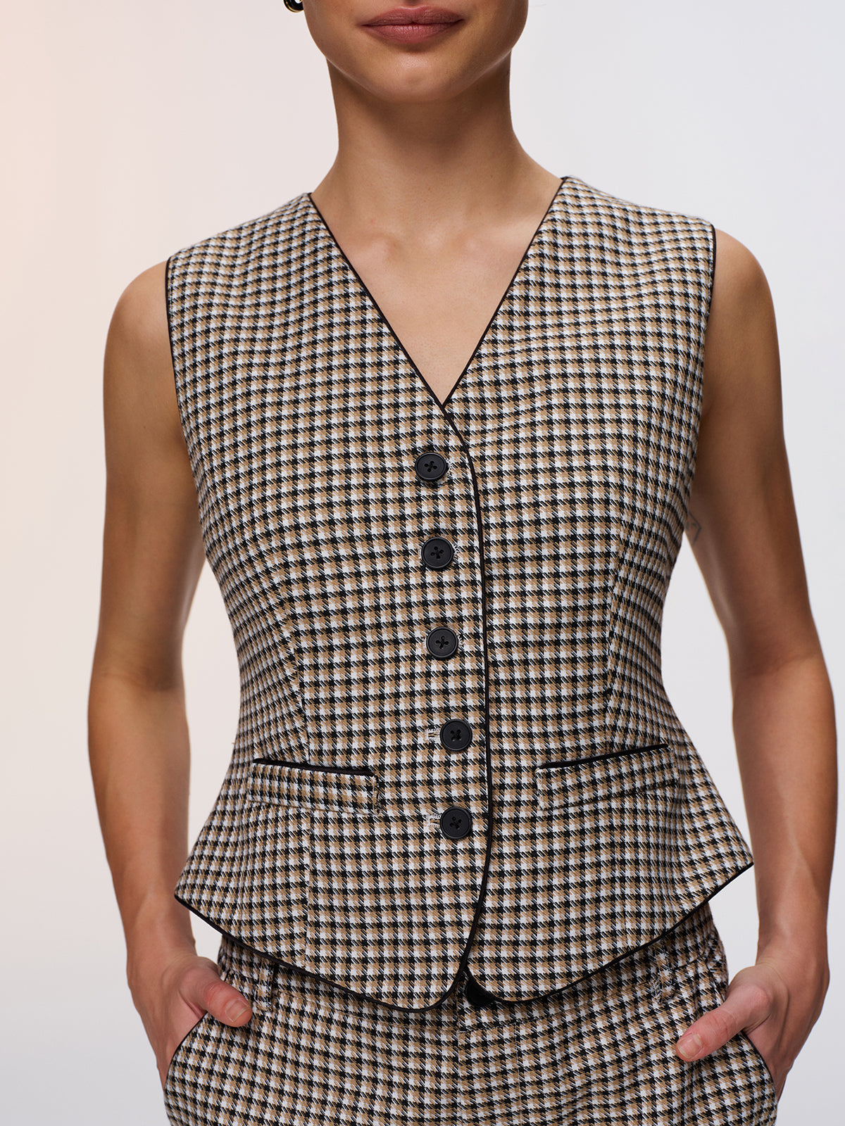 Plaid Vest & Wide Leg Pants Set