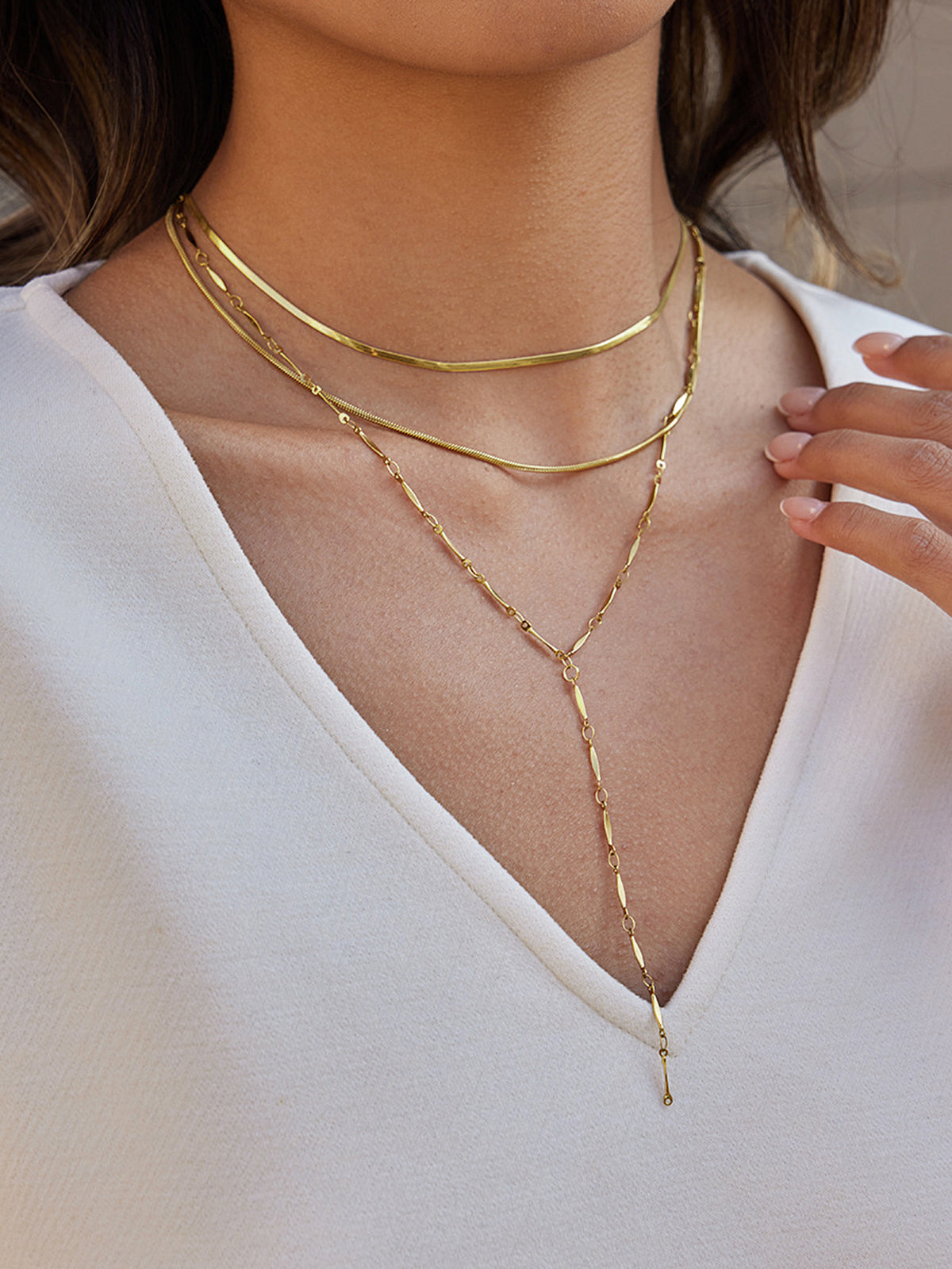 Layered Y-Shaped Lariat Necklace