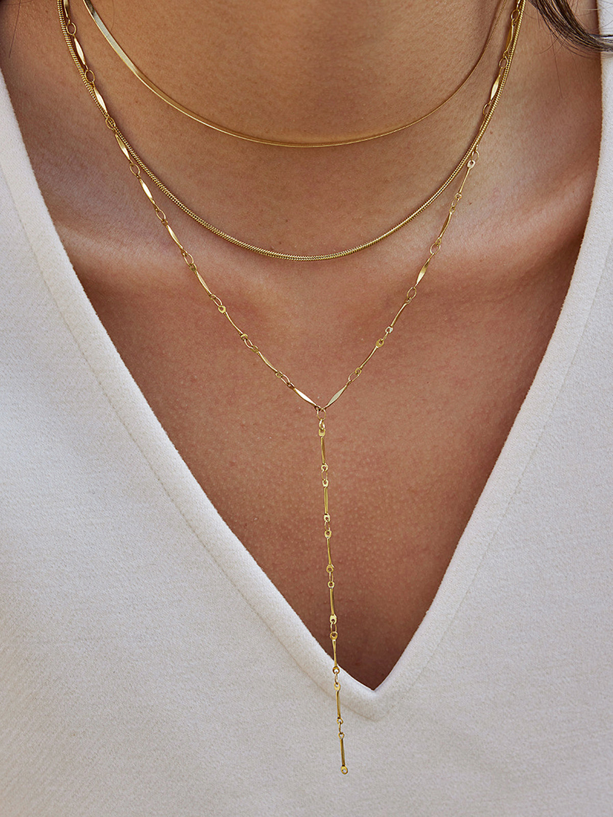 Layered Y-Shaped Lariat Necklace