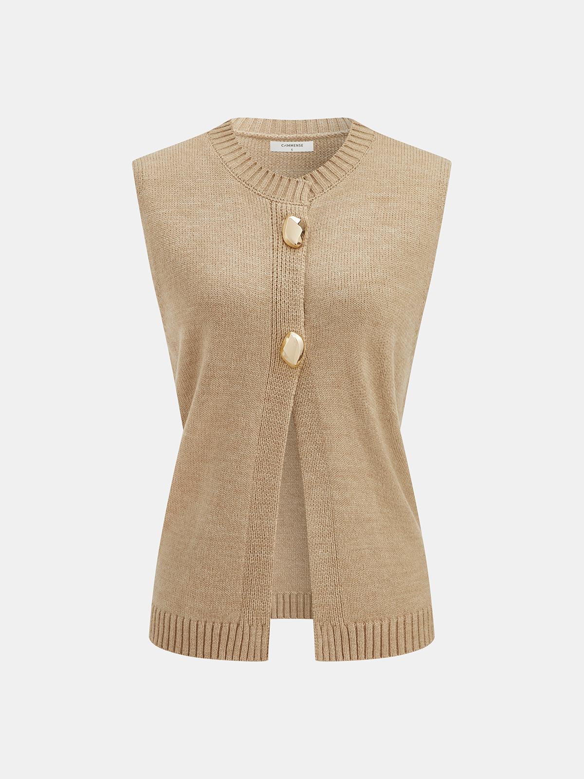 Metal Button Wool Blend Sweater Vest