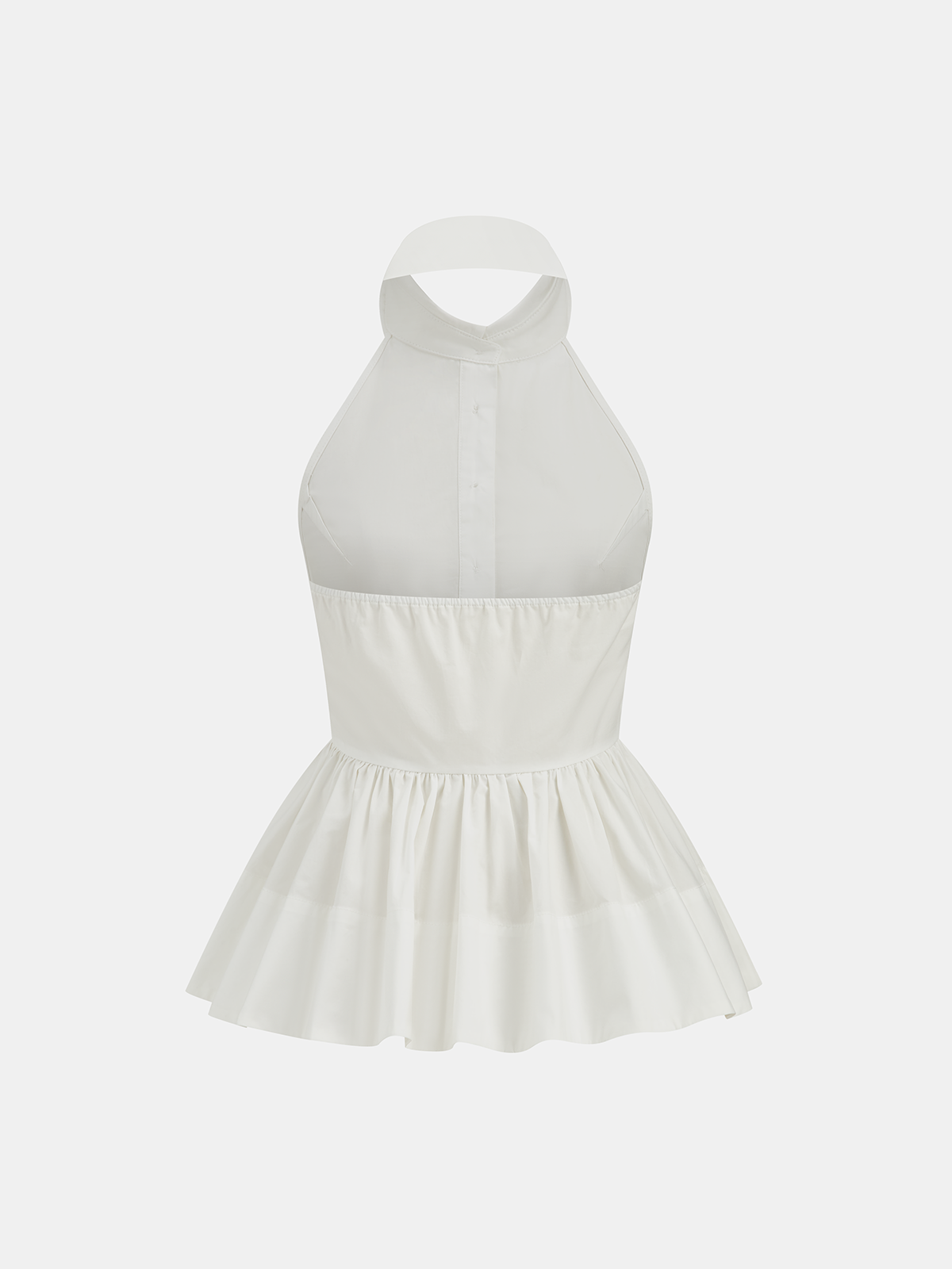 Cotton Halter Backless Peplum Blouse