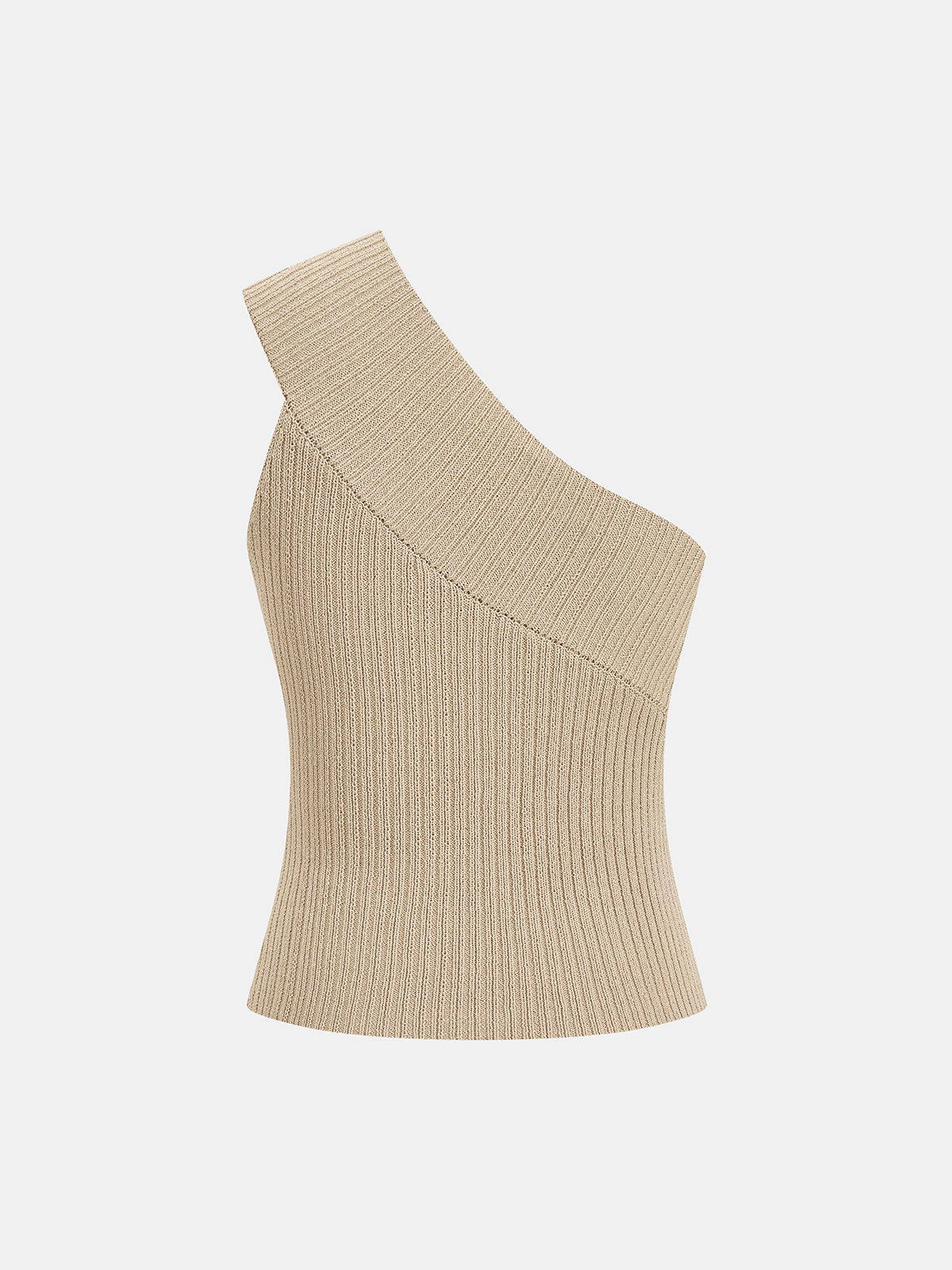 Geripptes One-Shoulder-Strick-Tanktop