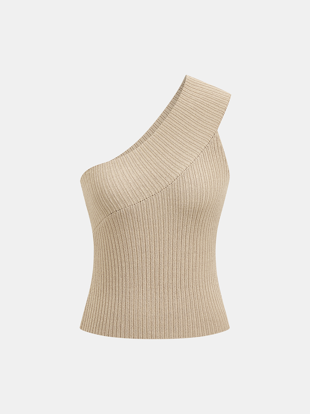 Geripptes One-Shoulder-Strick-Tanktop