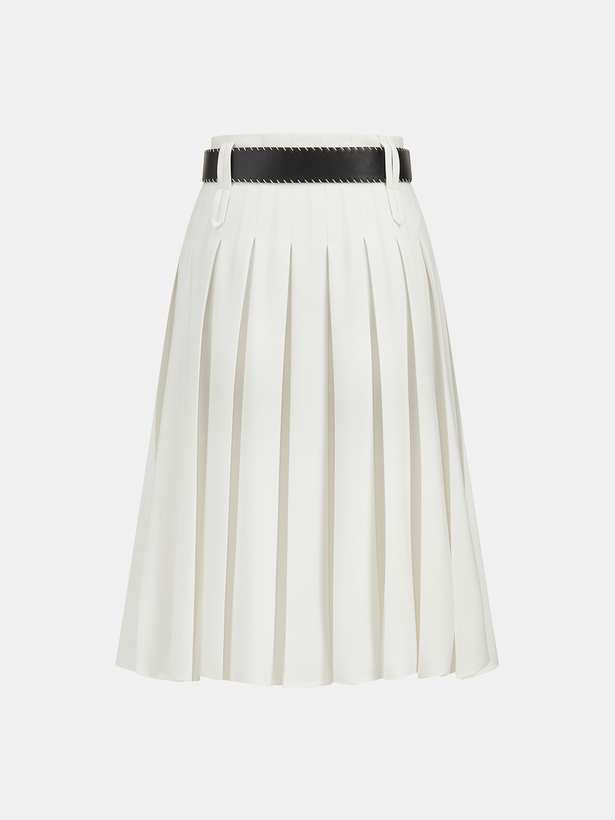 Belted Pleated Midi Skirt