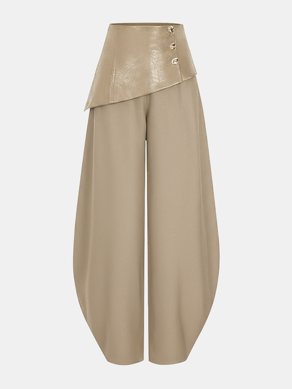 Faux Leather Panel Lantern Pants