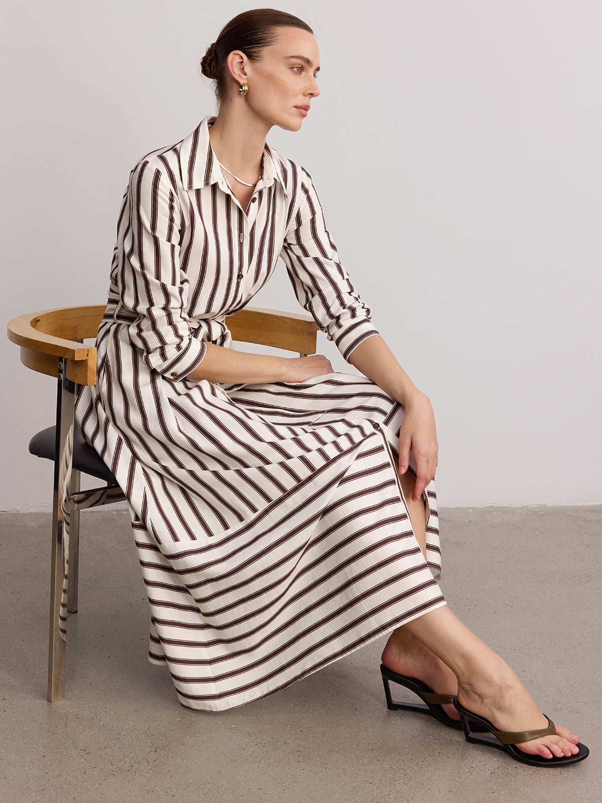 Belted Striped Shirt Dress