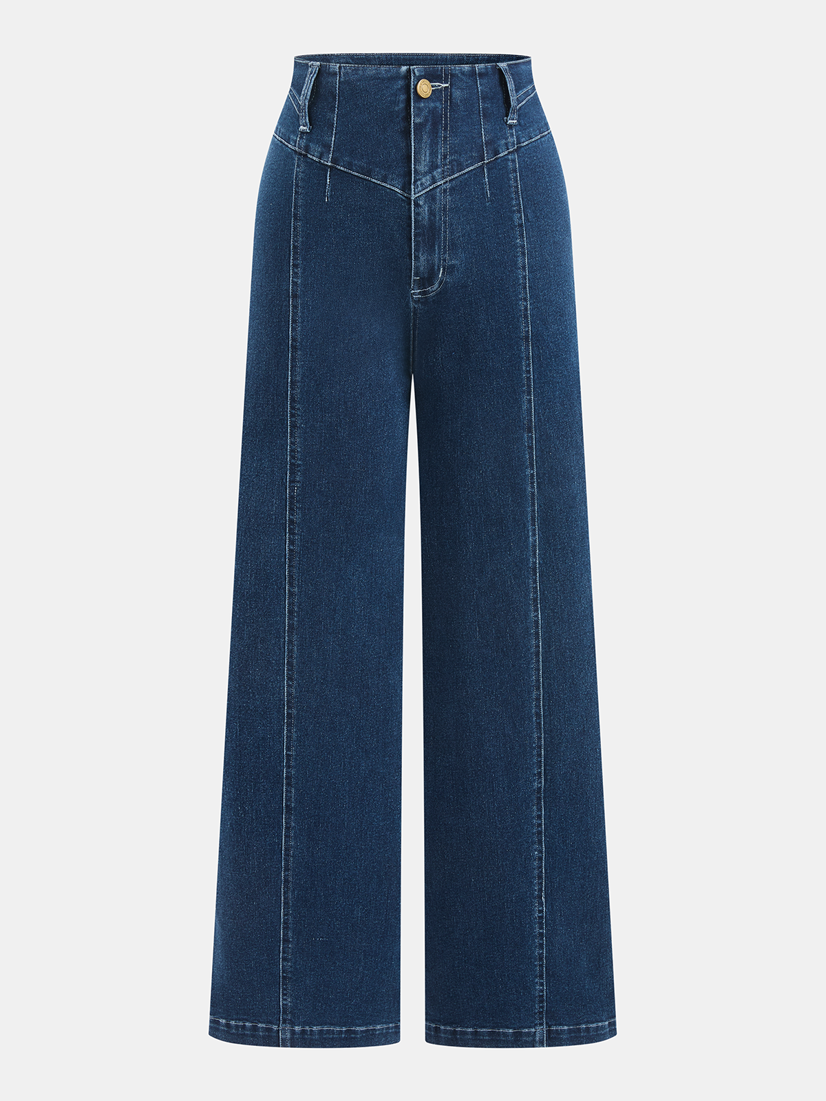 Pantalon en jean à taille mi-haute et coupe droite