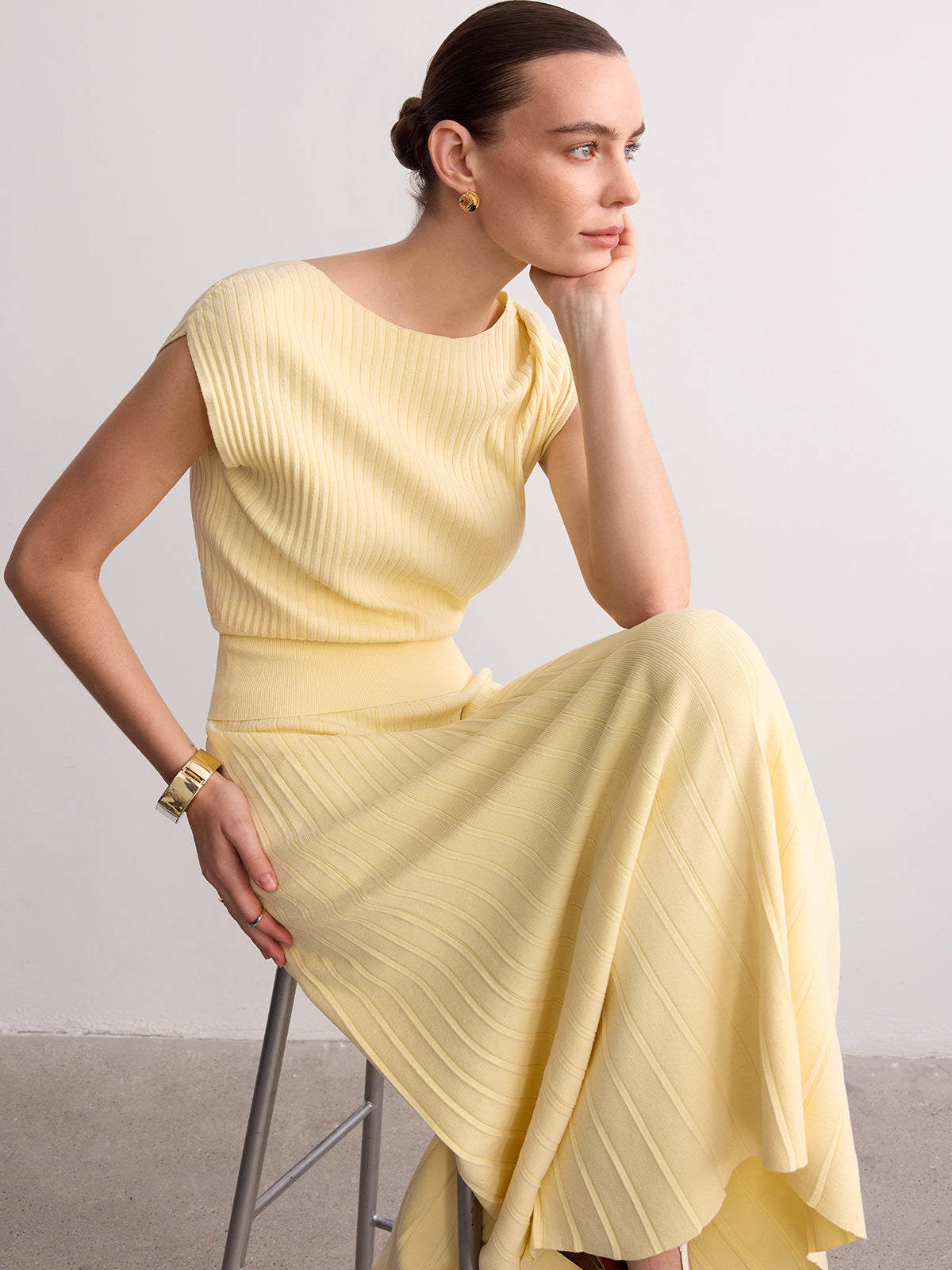Gerippter Maxi-Strickrock