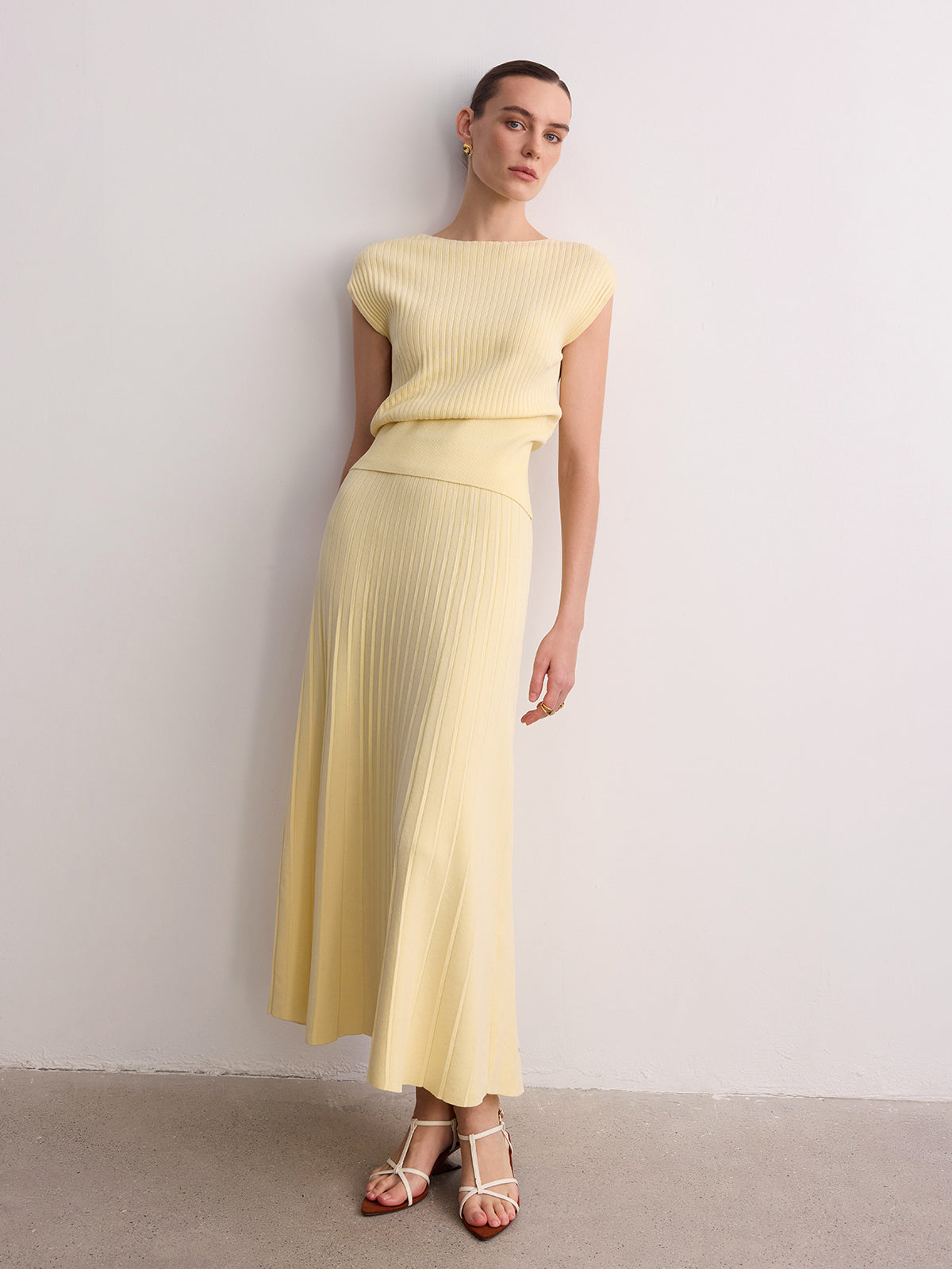Gerippter Maxi-Strickrock