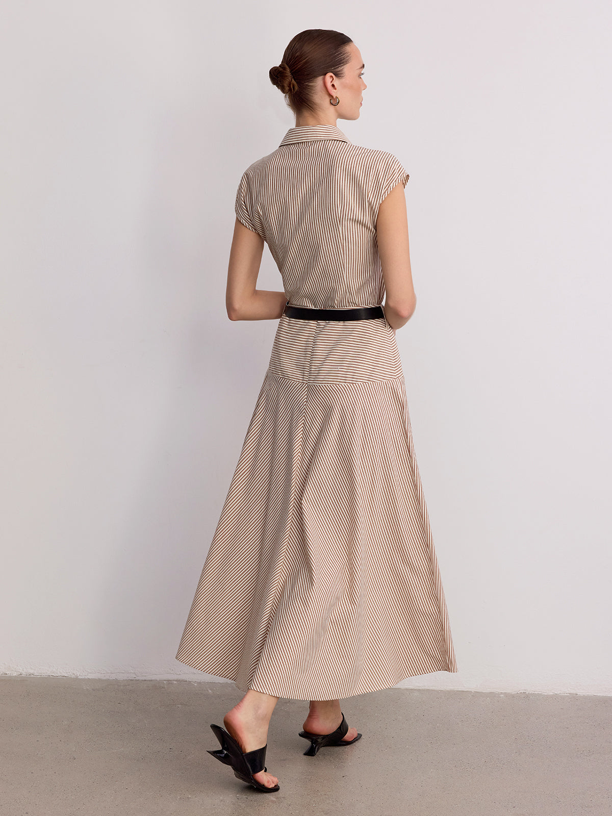 Sleeveless Striped Shirt & Maxi Skirt Set