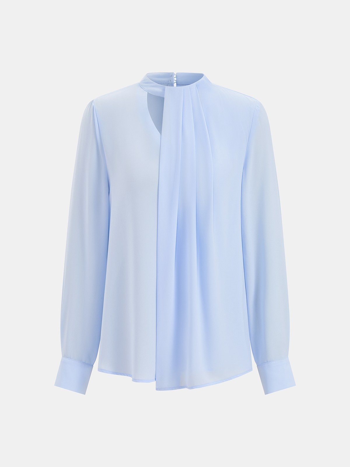 Bluse mit Schlüssellochausschnitt und plissierten langen Ärmeln