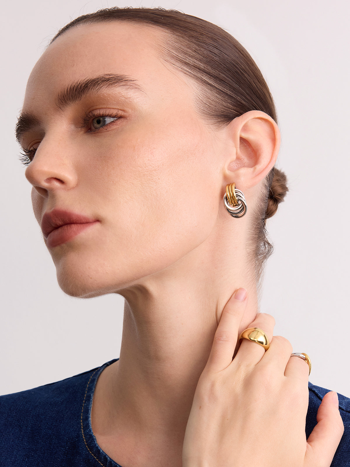 Two-Tone Interlocking Hoop Earrings