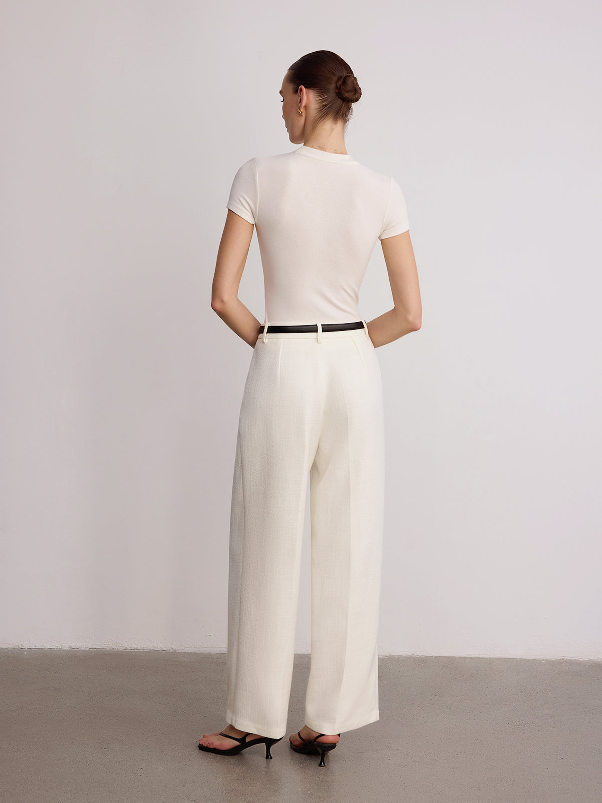 Mid-Waist Wide-Leg Pants without Belt